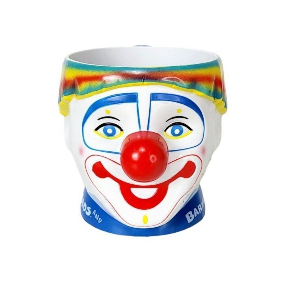 Vintage Ringling Brothers & Barnum & Bailey Rainbow Hair Smiling Happy Clown Mug